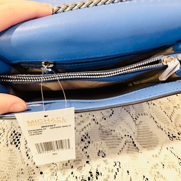 Michael Kors Whitney Large Tri-Color Leather Convertible Shoulder Bag in Blue - Picture 4 of 5
